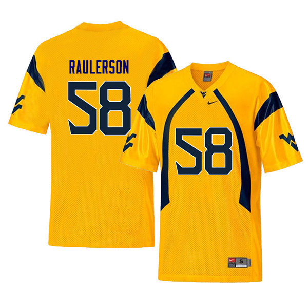 Men #58 Ray Raulerson West Virginia Mountaineers Retro College Football Jerseys Sale-Yellow